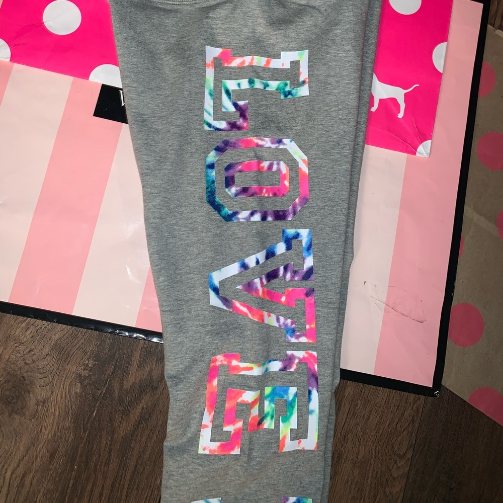 NEW VS PINK size XS Neon Tie Dye Logo High Waist Full Length Legging. - Picture 4 of 11